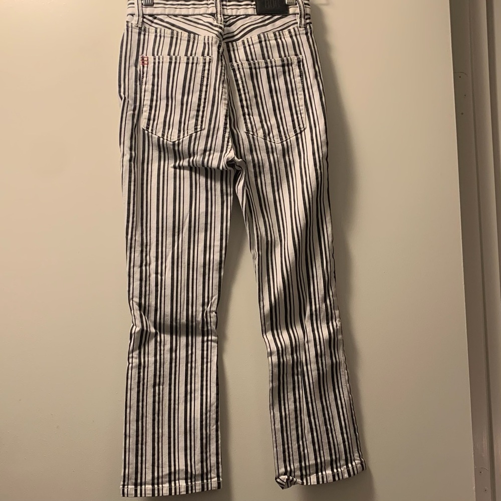 High Rise Cropped Kick Flare Striped Jeans - Picture 6 of 8